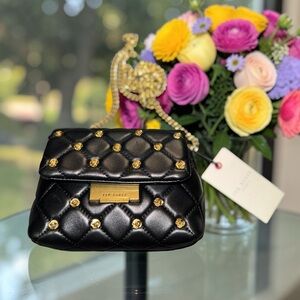 Ted Baker NWT Black Quilted Mini Crossbody with Gold Stud Detail